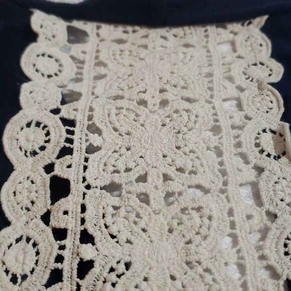 Vanity. Adorable Blue Jersey & Cream Lace Back Inset Cardigan. Size L. - Picture 9 of 9